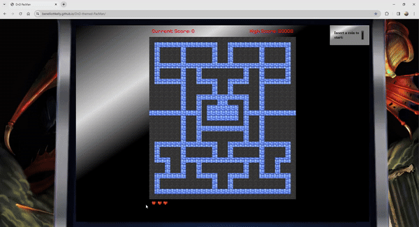 A gif showing the DnD Pacman website